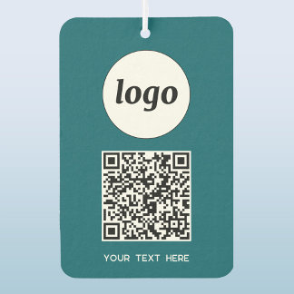 Logo QR Code Text Business Promotional Teal Green Air Freshener