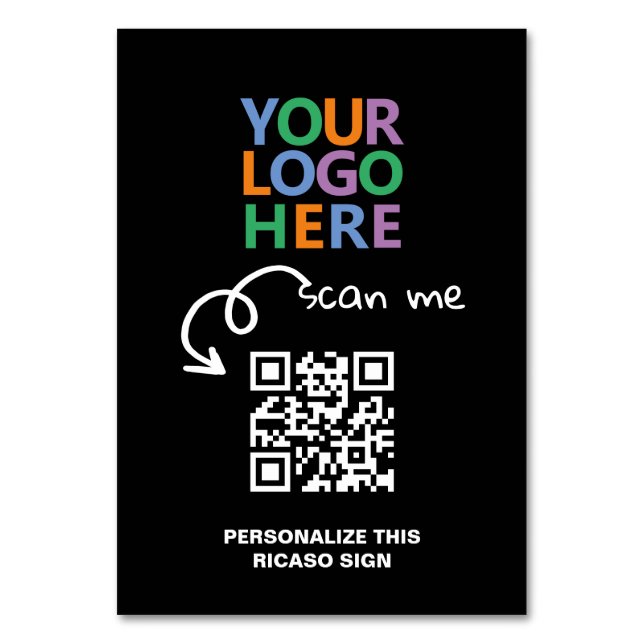 Logo QR Code Text Custom Personalized Table Cards (Front)