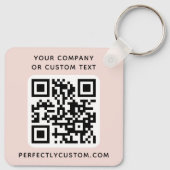 Logo, QR code text double sided light blush pink Keychain (Back)