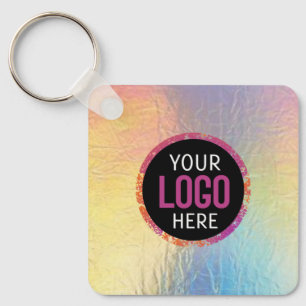 Logo, QR code text  Keychain