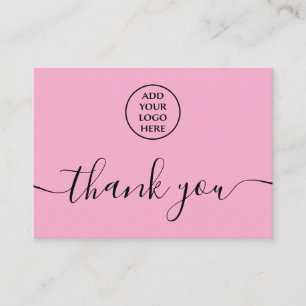 Logo QR Code Thank You For Your Order Pink Black Business Card