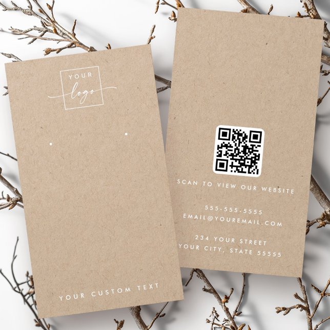 Logo QR Kraft paper earring display card (Logo QR Kraft paper earring display card)