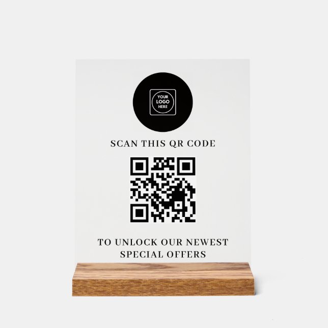 Logo QR Minimalist Acrylic Sign (Front)