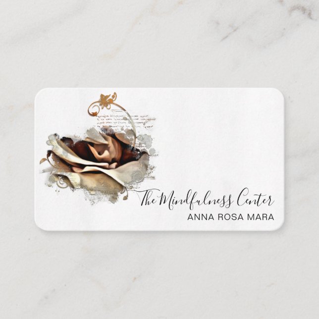 *~* Logo QR Peach Coral Rose Floral Flower Business Card (Front)