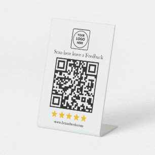 Logo QR Review Feedback Modern Display Pedestal Sign