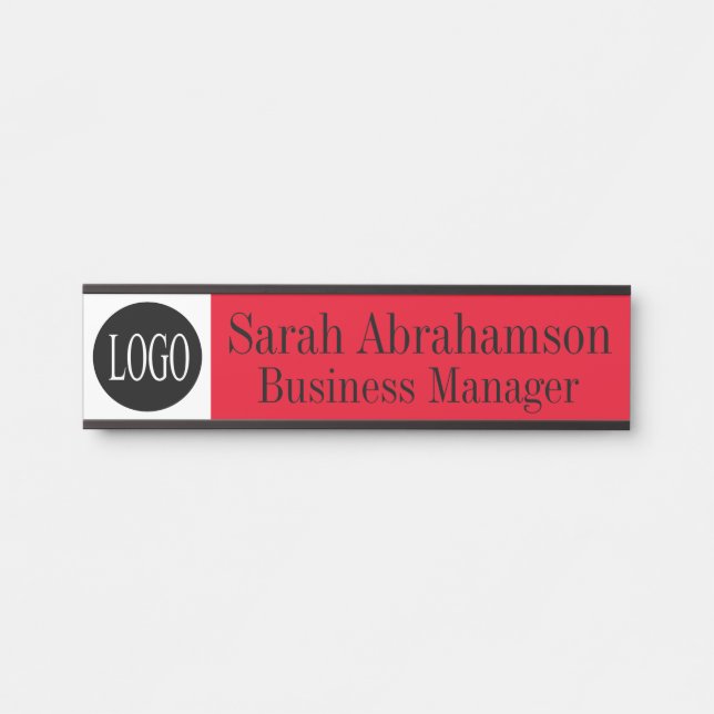 Logo Red Corporate Business Office Door Sign (Front)