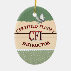 LOGO RED CSF CERTIFIED FLIGHT INSTRUCTOR CERAMIC ORNAMENT