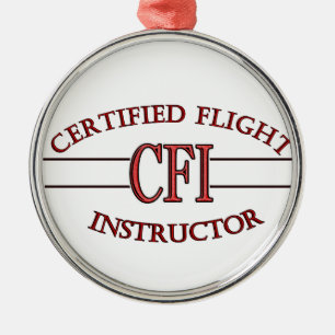 LOGO RED CSF CERTIFIED FLIGHT INSTRUCTOR METAL ORNAMENT