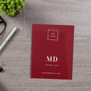 Logo red white monogram initials business 2026 planner