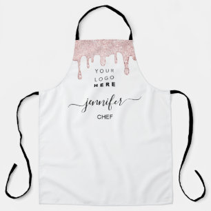 Logo Restaurant Bakery Catering Cakes Pink Drips Apron