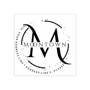 Logo return address Elegant Monogram Rubber Stamp