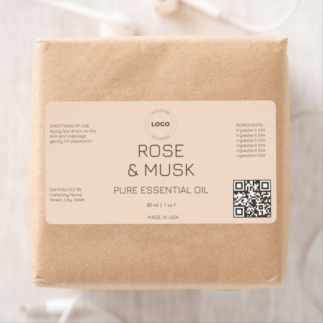 LOGO ROND Bouteille à huile cosmétique avec code Q (En situation)
