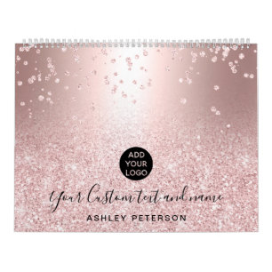 Logo rose gold confetti metallic ombre sparkles calendar