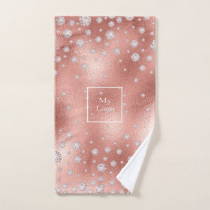 Logo rose gold diamonds business hand towel