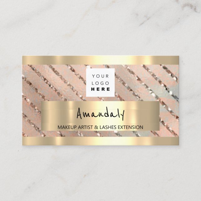 Logo rose QR CODE Carte de visite métallique (Devant)