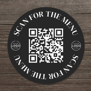 Logo Scan Menu QR Code Classic Round Sticker