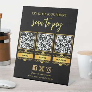 Logo Scan to Pay CashApp Venmo QR Code Pedestal Si Pedestal Sign