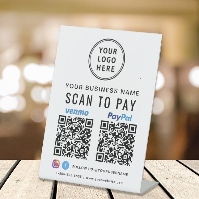 Logo Scan to Pay Paypal Venmo QR Codes Pedestal Sign (Creator Uploaded)