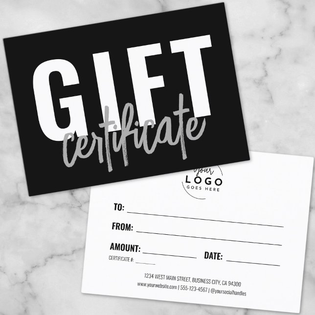Logo Script moderne Certificat cadeau d'entreprise (Logo Modern Script Business Gift Certificate)