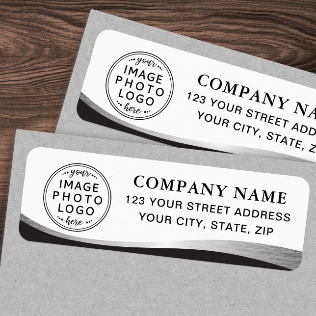 Logo silver grey gradient business return address (Logo silver gray gradient business return address label)