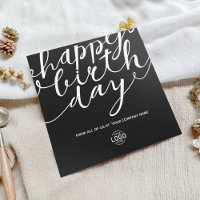 Logo Simple Black White Script Corporate Birthday