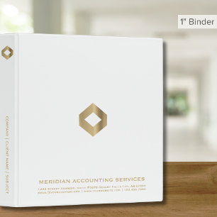 Logo simple blanc et or Classeur d'entreprise