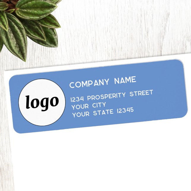 Logo simple Brandon Blue Company Adresse de retour (Logo with custom text business branding return address label sticker)