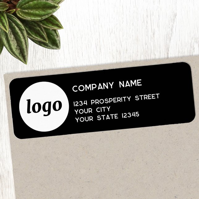 Logo simple Entreprise Black Return Adresse (Logo with text business promotional return address label)