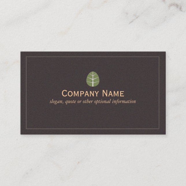 Logo simple feuille verte Carte de visite de la na (Devant)