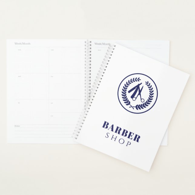 Logo simple moderne marine blanche barber manager (Devant avec enveloppe)