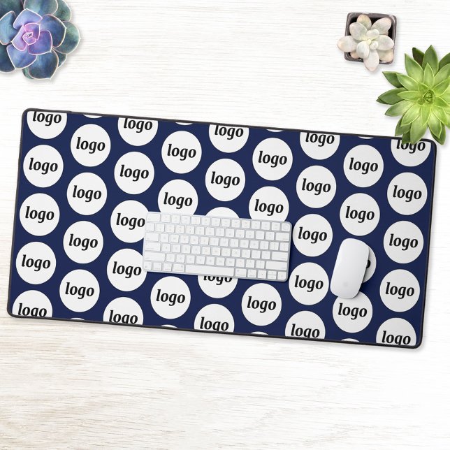 Logo simple Motif Business Promotion Marine Blue (Simple logo pattern navy blue business branding promotional desk mat)