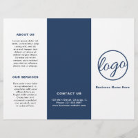 Logo Simple Navy Blue Trifold Brochure