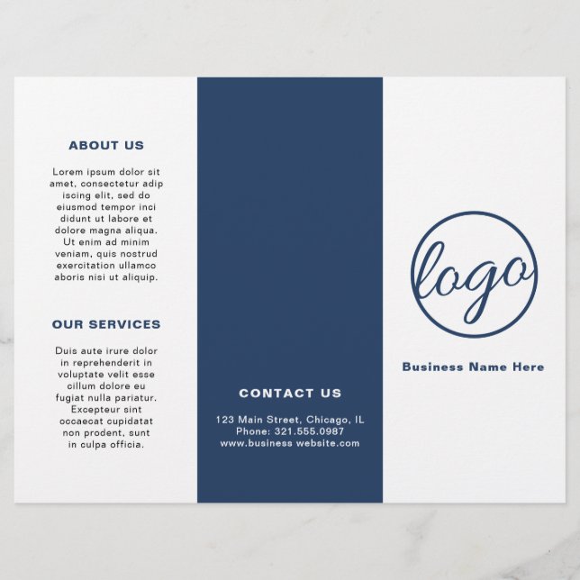 Logo Simple Navy Blue Trifold Brochure (Devant)