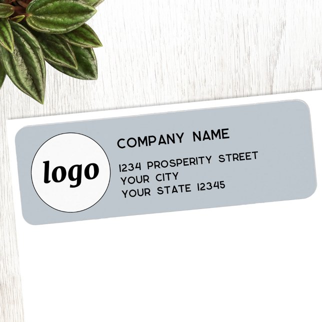 Logo simple Powder Blue Company Adresse de retour (Logo and custom text professional company return address label)
