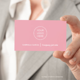 Logo simple QR Code Carte de visite rose pâle