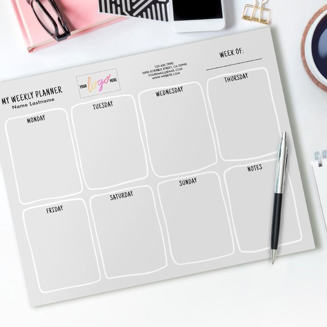  Logo Simple Tear Away Light Grey Weekly Planner Notepad (Creator Uploaded)