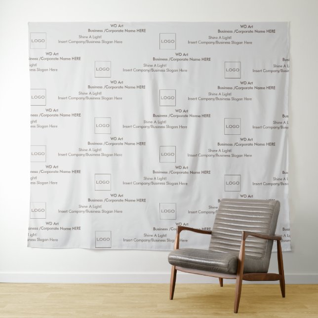 Logo Slogan Business Step and Repeat, Simple Brown Tapestry (In Situ (Horizontal))