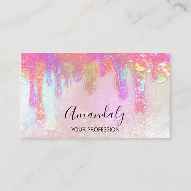 Logo Soap Holograph Drip Cosmetics Rose Business Card (Front)