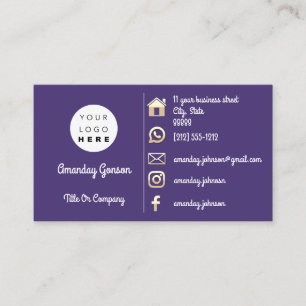  Logo Social Media Gold QR Code Blue Navy Gold  Business Card
