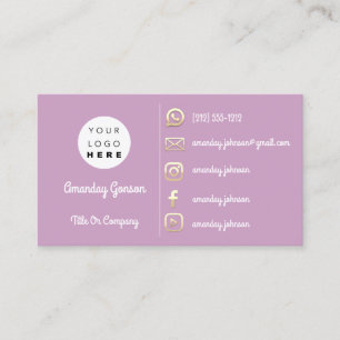  Logo Social Media Gold QR Code Gold Lavender Business Card