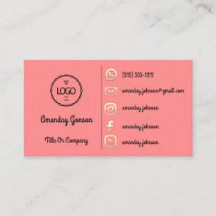  Logo Social Media Gold QR Code Gold Peach Business Card