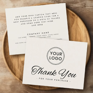 Logo social media light tan brown thank you card