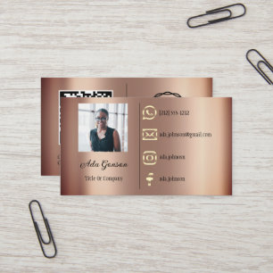 Logo Social Media QR Code Photo Rose Gold Business Card