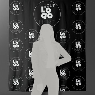 Logo Step and Repeat Black Photobooth Backdrop Tapestry