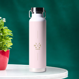 Logo-style Golf Club Modern   Gold Monogram Water Bottle