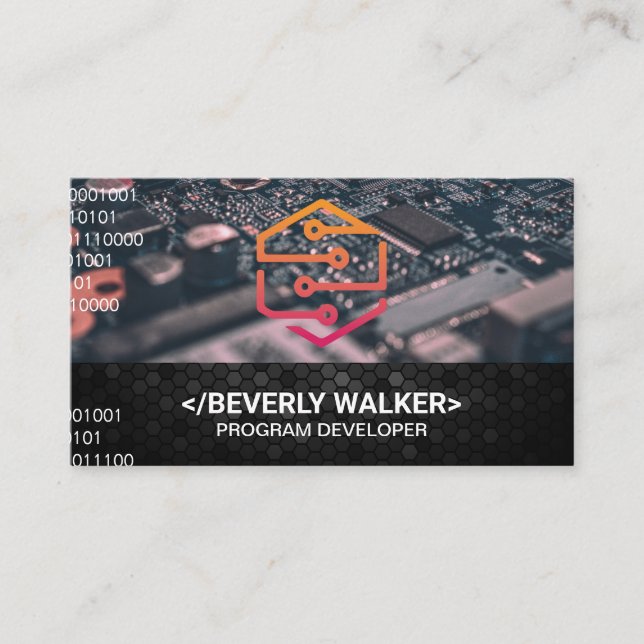 Logo technique | Carte de visite de code binaire (Devant)