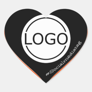 Logo Template Black Neon Orange Custom Packaging  Heart Sticker