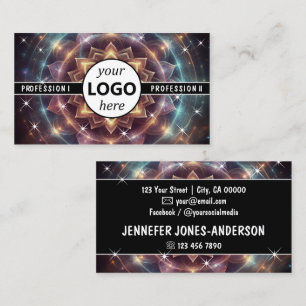 Logo Template Chakra Flower of Life Galaxy Sparkle Business Card