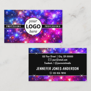 Logo Template Galaxy Stars Magic Sparkle Bright Business Card