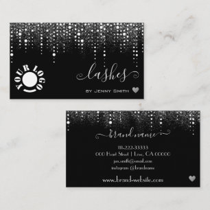 Logo Template Pretty Drips Silver Glitter Rain Business Card